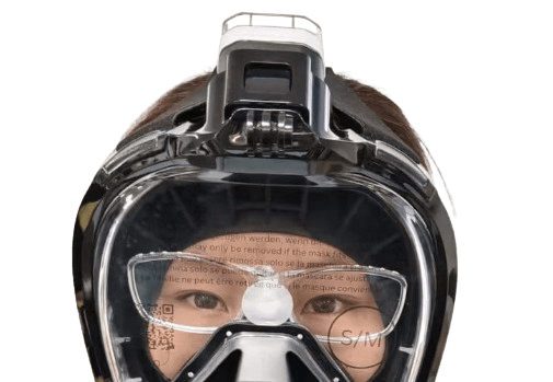 Schwarze Schnorchelmake mit Einsatz für Brillenträger