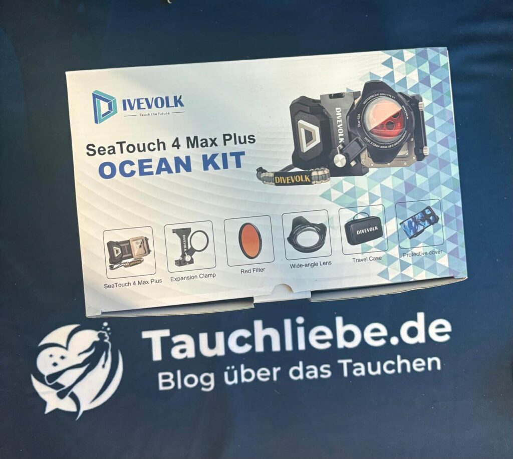 Verpackung des Divevolk SeaTouch 4 Max Plus Ocean Kit