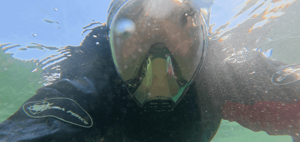 Schnorchler testet Cressi Komodo Schnorchelmaske unterwasser